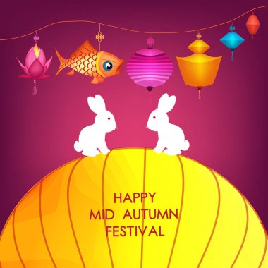 Ay tavşanlar için kutlama Mid Sonbahar Festivali