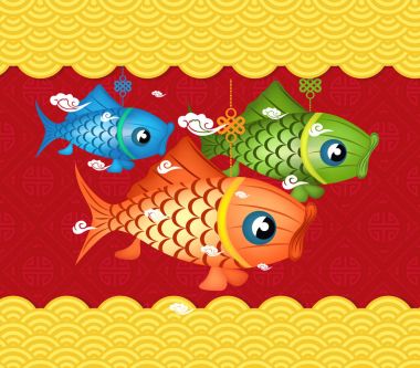 Orta Sonbahar Festivali arka plan sazan fener tasarım mutlu