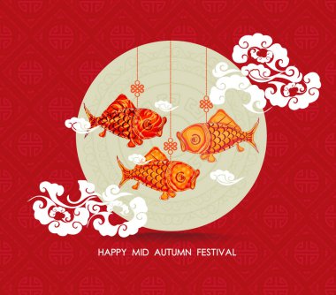 Chinese carp lantern colorful. Happy mid autumn festival clipart