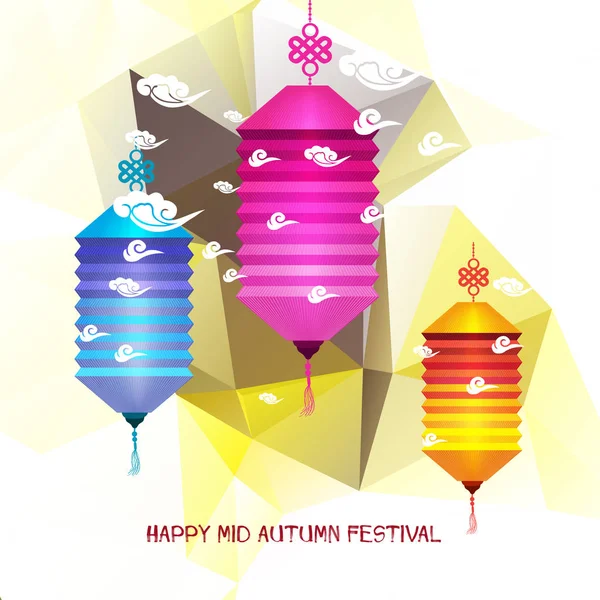 Medio Herfst Festival veelhoekige achtergrond met karper lantaarns — Stockvector