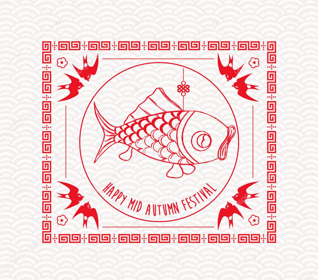 Chinese mid autumn festival graphic design. Carp lantern