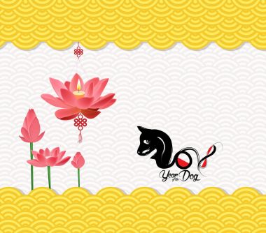 Mutlu çene yeni yıl 2018 kartı, köpek yılı