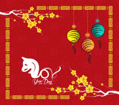 Mutlu çene yeni yıl 2018 kartı, köpek yılı