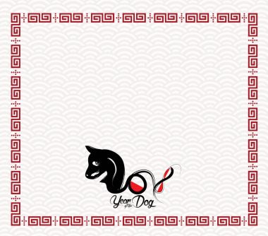 Mutlu çene yeni yıl 2018 kartı, köpek yılı