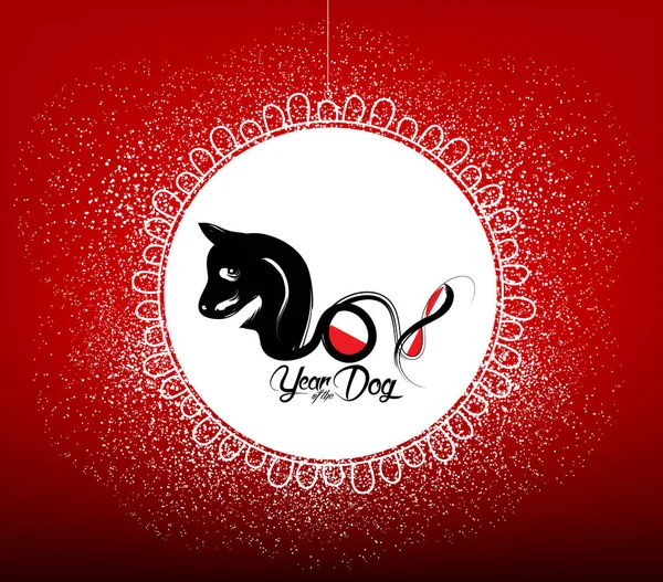 Mutlu çene yeni yıl 2018 kartı, köpek yılı