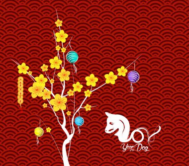 Mutlu çene yeni yıl 2018 kartı, köpek yılı