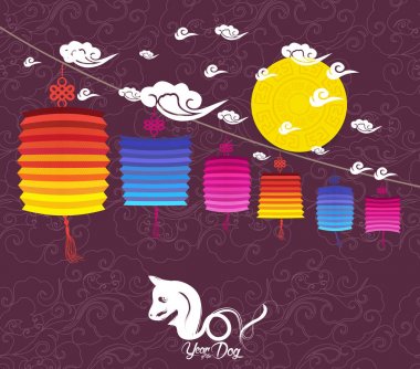 Mutlu çene yeni yıl 2018 kartı, köpek yılı