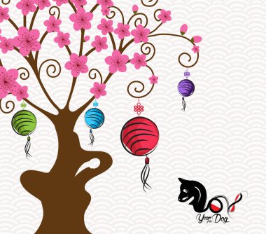 Mutlu çene yeni yıl 2018 kartı, köpek yılı