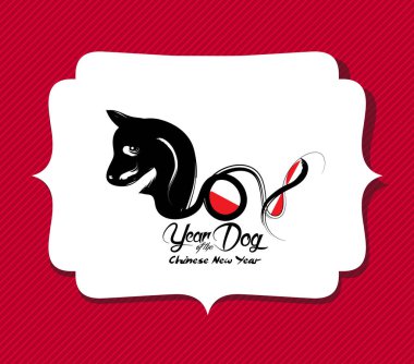 Mutlu çene yeni yıl 2018 kartı, köpek yılı