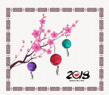 Mutlu çene yeni yıl 2018 kartı, köpek yılı