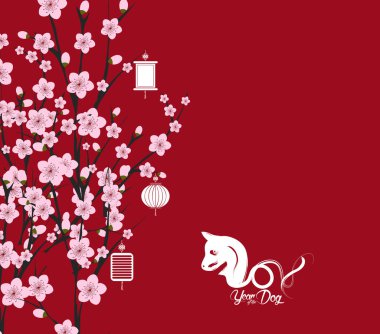 Mutlu çene yeni yıl 2018 kartı, köpek yılı