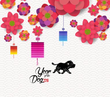 Mutlu çene yeni yıl 2018 kartı, köpek yılı