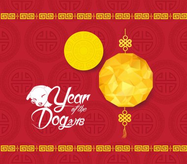 Mutlu çene yeni yıl 2018 kartı, köpek yılı