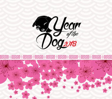 Mutlu çene yeni yıl 2018 kartı, köpek yılı