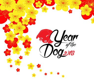 Mutlu çene yeni yıl 2018 kartı, köpek yılı