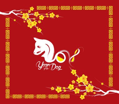 Mutlu çene yeni yıl 2018 kartı, köpek yılı