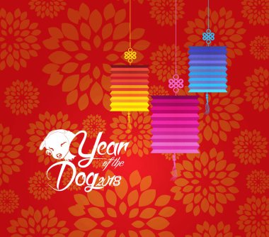 Mutlu çene yeni yıl 2018 kartı, köpek yılı