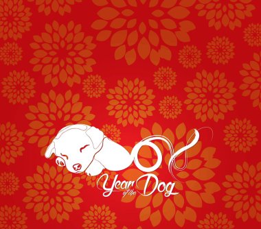 Mutlu çene yeni yıl 2018 kartı, köpek yılı