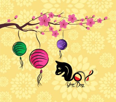 Mutlu çene yeni yıl 2018 kartı, köpek yılı