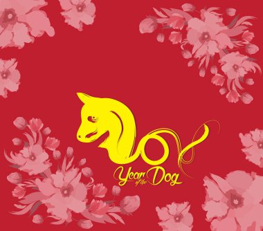 Mutlu çene yeni yıl 2018 kartı, köpek yılı