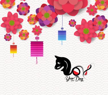 Mutlu çene yeni yıl 2018 kartı, köpek yılı