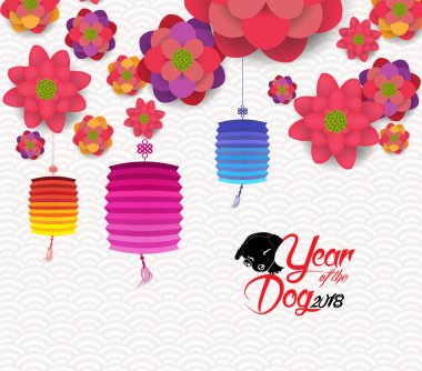 Mutlu çene yeni yıl 2018 kartı, köpek yılı