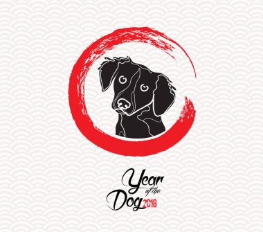 Mutlu çene yeni yıl 2018 kartı, köpek yılı