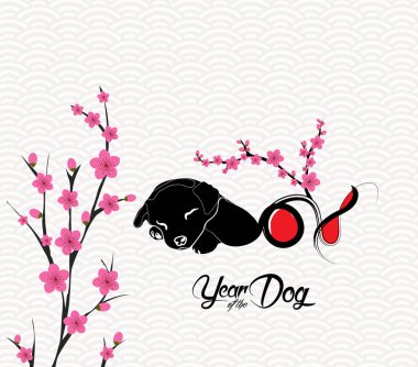 Mutlu çene yeni yıl 2018 kartı, köpek yılı