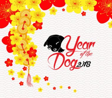 Mutlu çene yeni yıl 2018 kartı, köpek yılı