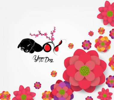 Mutlu çene yeni yıl 2018 kartı, köpek yılı