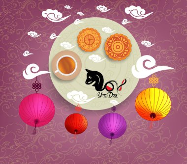 Mutlu çene yeni yıl 2018 kartı, köpek yılı