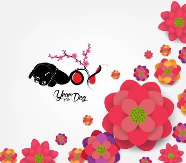 Mutlu çene yeni yıl 2018 kartı, köpek yılı