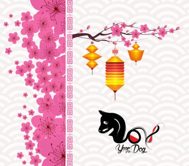 Mutlu çene yeni yıl 2018 kartı, köpek yılı