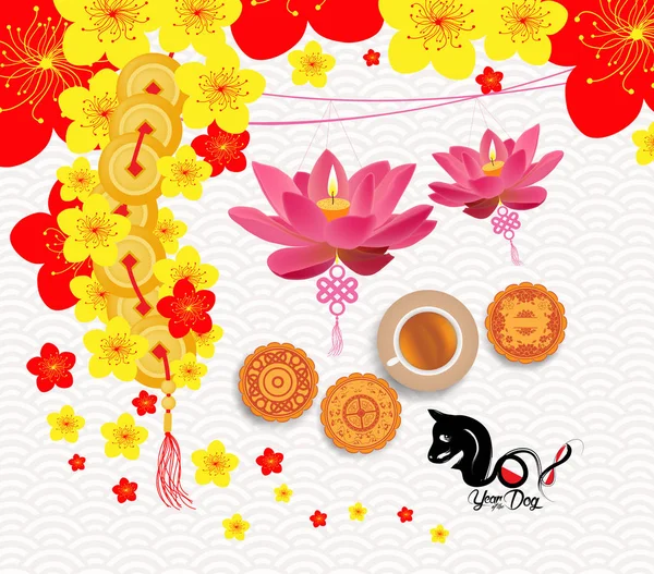 Mutlu çene yeni yıl 2018 kartı, köpek yılı