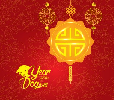 Mutlu çene yeni yıl 2018 kartı, köpek yılı