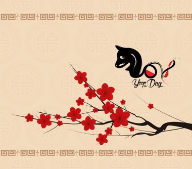 Mutlu çene yeni yıl 2018 kartı, köpek yılı