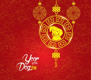 Mutlu çene yeni yıl 2018 kartı, köpek yılı