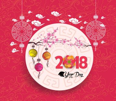 Mutlu çene yeni yıl 2018 kartı, köpek yılı