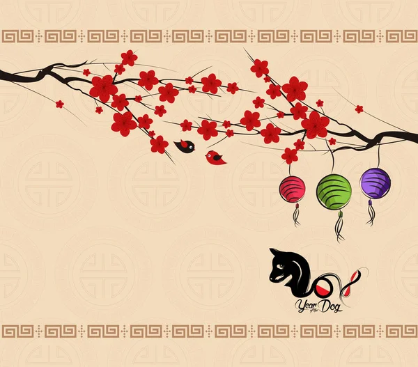 Mutlu çene yeni yıl 2018 kartı, köpek yılı