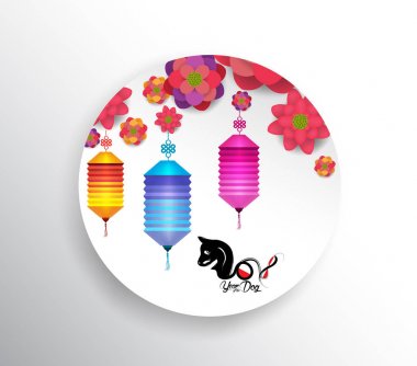 Mutlu çene yeni yıl 2018 kartı, köpek yılı