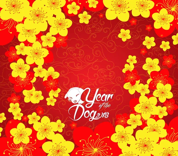 Mutlu çene yeni yıl 2018 kartı, köpek yılı