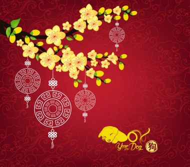 Mutlu çene yeni yıl ve yıl köpek kartı olduğunu fenerler ve çerçeve (hiyeroglif köpek köpek) 