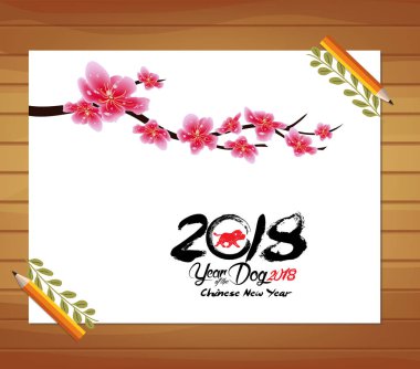 Sakura çiçek arka plan. İzole kiraz çiçeği beyaz arka plan. (Hiyeroglif köpek köpek yılı)