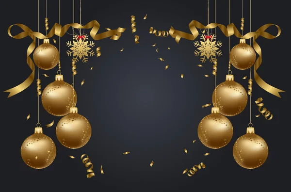 Ilustração vetorial de Natal 2018 fundo com natal confetti ouro e preto cores rendas para texto 2018 —  Vetores de Stock