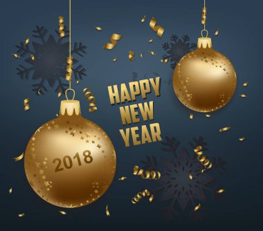 Mutlu Noeller ve mutlu yeni yıl 2018 altın top