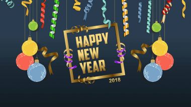 Altın hediye yay ile vektör 2018 mutlu yeni yıl arka plan