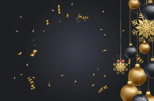 Feliz ano novo 2018 fundo com natal confetti ouro e preto cores rendas para o texto —  Vetores de Stock