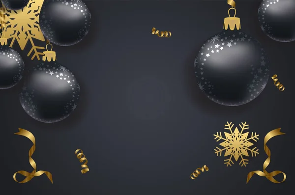 Heureux nouvel an 2018 fond avec confettis de Noël or et de dentelle de couleurs noires pour le texte 2018 — Image vectorielle