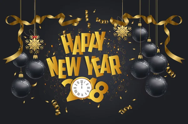 mutlu yeni yıl 2018 arka plan ile Noel konfeti altın rengi ve siyah renk metin 2018 için dantel