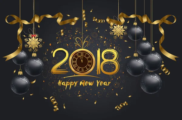 mutlu yeni yıl 2018 arka plan ile Noel konfeti altın rengi ve siyah renk metin 2018 için dantel
